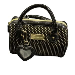Steve Madden Black and Gold Polka Dot Satchel